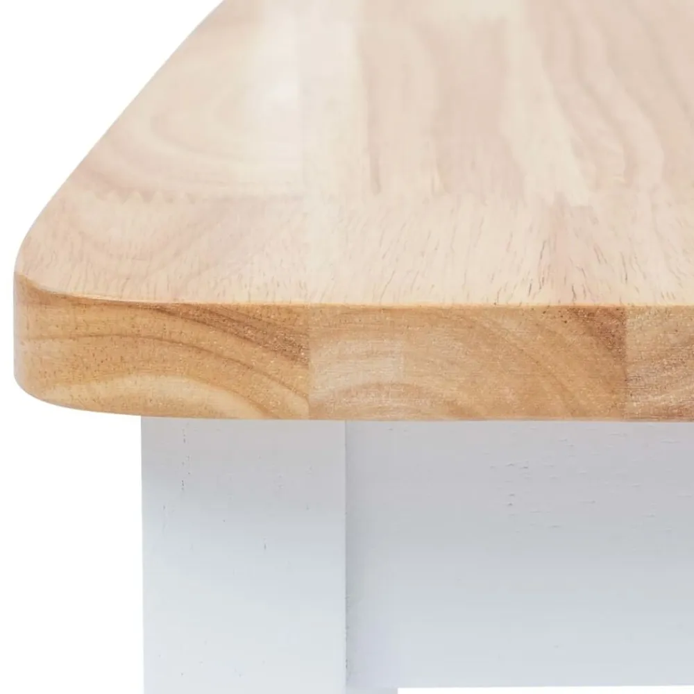 vidaXL Sillas comedor 2 uds madera maciza caucho blanco y madera claro blanco y natural Outlet