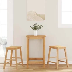 vidaXL Sillas-Sillas de bar 2 uds madera maciza caucho