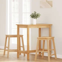 vidaXL Sillas-Sillas de bar 2 uds madera maciza caucho