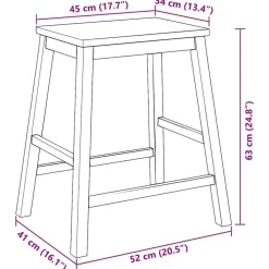 vidaXL Sillas-Sillas de bar 2 uds madera maciza caucho