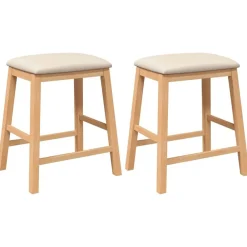 vidaXL Sillas-Sillas de bar con cojines 2 uds madera maciza caucho