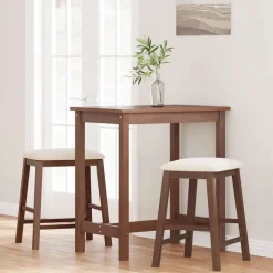 vidaXL Sillas de bar con cojines 2 uds madera maciza marrón caucho Marr&oacute;n y claro Outlet