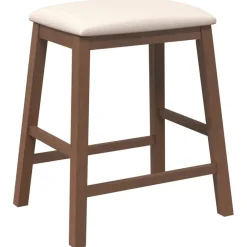 vidaXL Sillas de bar con cojines 2 uds madera maciza marrón caucho Marr&oacute;n y claro Outlet