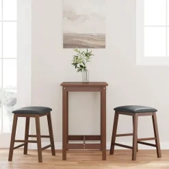 vidaXL Sillas-Sillas de bar con cojines 2 uds madera maciza marrón caucho