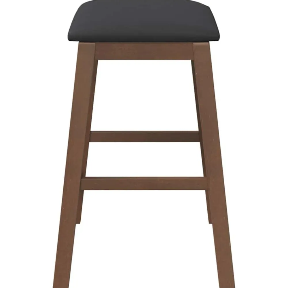 vidaXL Sillas-Sillas de bar con cojines 2 uds madera maciza marrón caucho