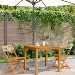 vidaXL Muebles De Jardín-Sillas de bistró 2 uds madera maciza de acacia ratán PE