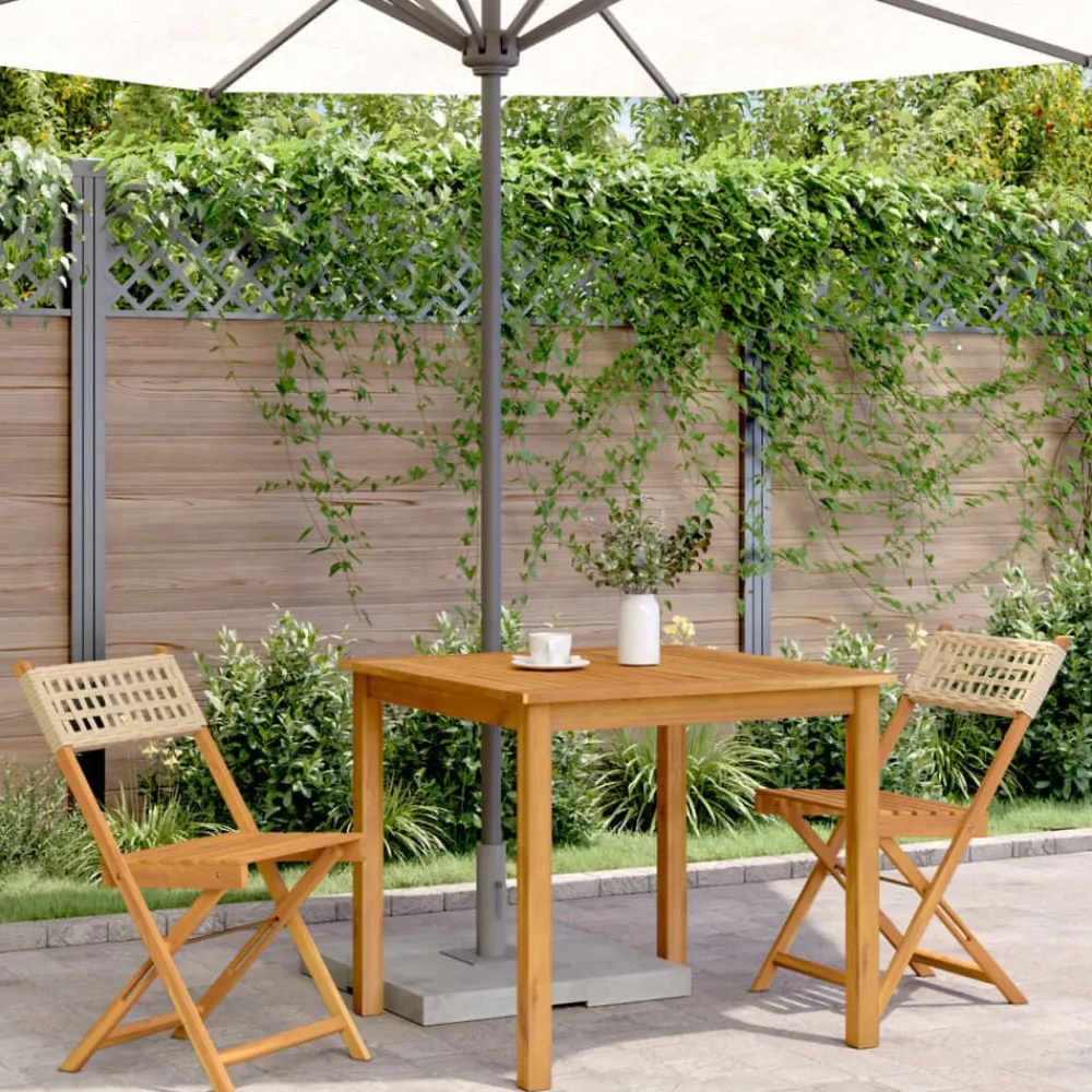 vidaXL Muebles De Jardín-Sillas de bistró 2 uds madera maciza de acacia ratán PE