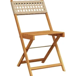 vidaXL Muebles De Jardín-Sillas de bistró 2 uds madera maciza de acacia ratán PE
