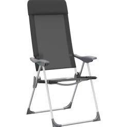 vidaXL Sillas de camping plegables de aluminio 2 unidades Negro