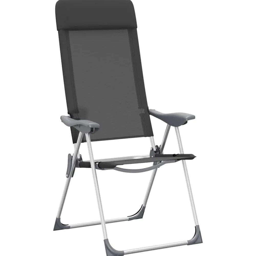 vidaXL Sillas de camping plegables de aluminio 2 unidades Negro