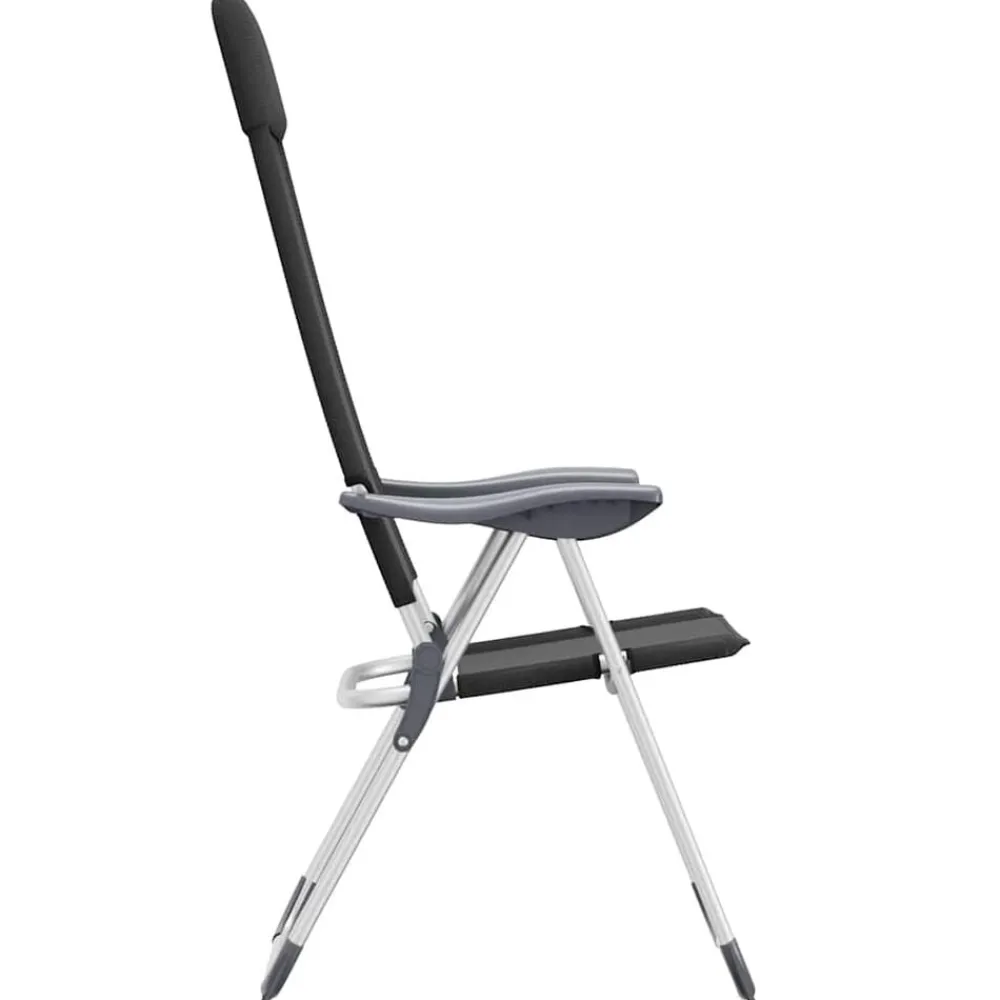 vidaXL Sillas de camping plegables de aluminio 2 unidades Negro