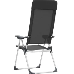 vidaXL Sillas de camping plegables de aluminio 2 unidades Negro