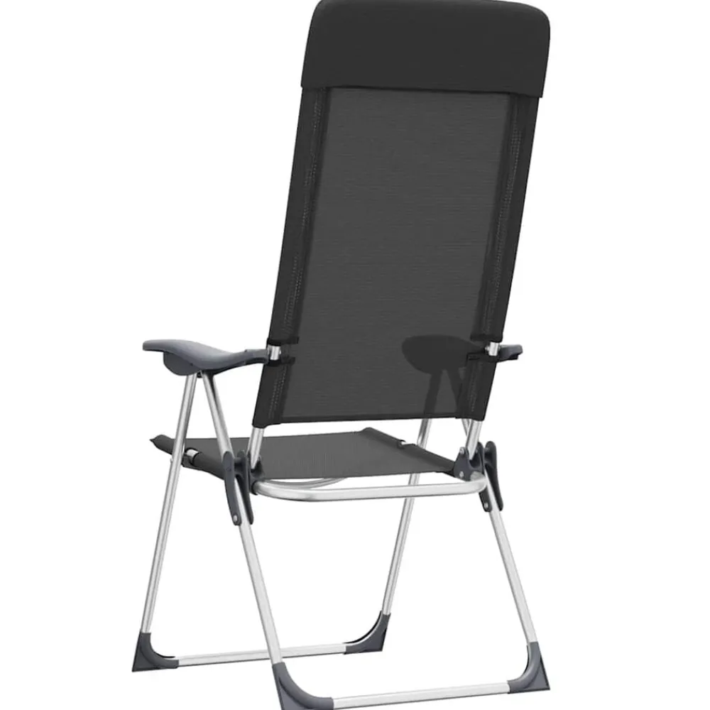 vidaXL Sillas de camping plegables de aluminio 2 unidades Negro