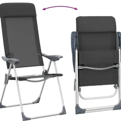 vidaXL Sillas de camping plegables de aluminio 2 unidades Negro