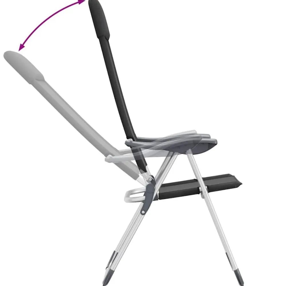vidaXL Sillas de camping plegables de aluminio 2 unidades Negro