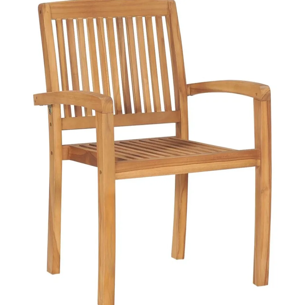 vidaXL Sillas de comedor de jardín apilables 2 uds madera maciza teca Best