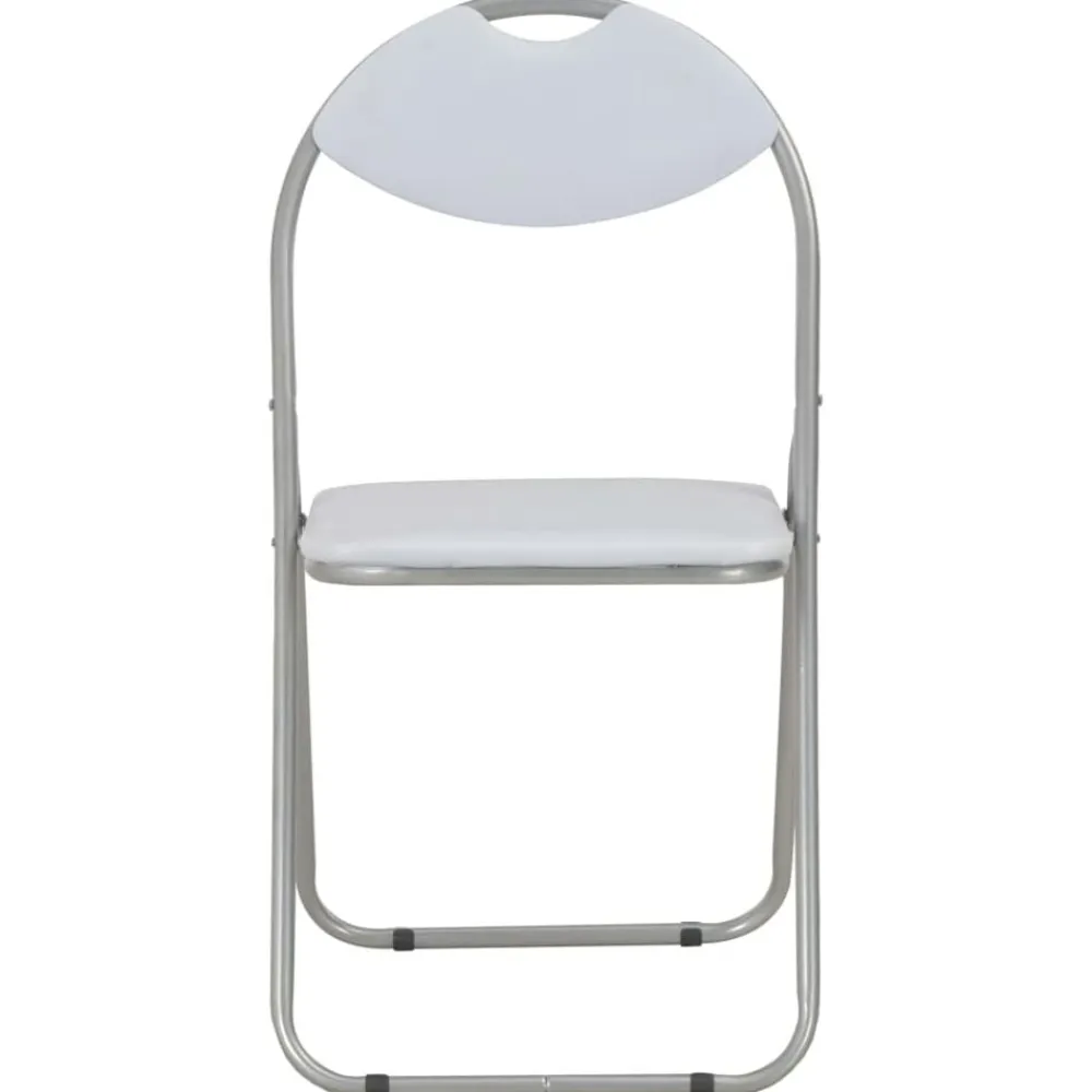 vidaXL Sillas de comedor plegables 4 unidades cuero sintético blanco y gris