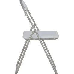 vidaXL Sillas de comedor plegables 4 unidades cuero sintético blanco y gris