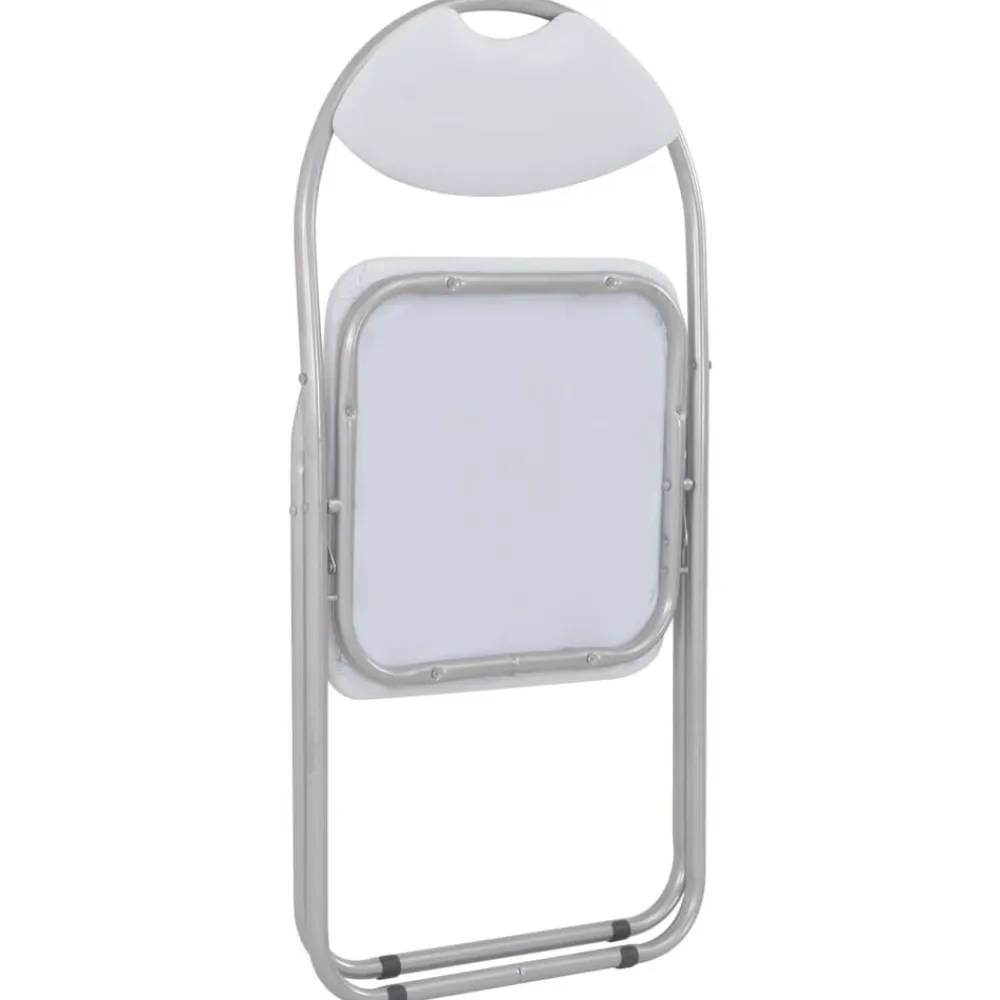 vidaXL Sillas de comedor plegables 4 unidades cuero sintético blanco y gris