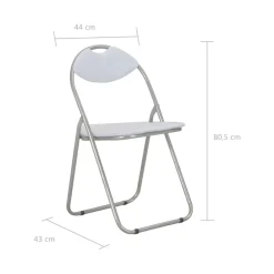 vidaXL Sillas de comedor plegables 4 unidades cuero sintético blanco y gris