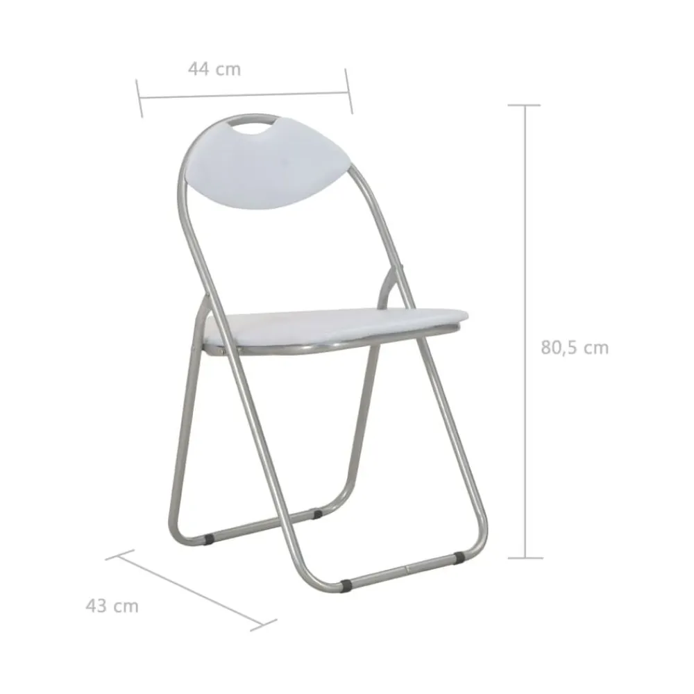 vidaXL Sillas de comedor plegables 4 unidades cuero sintético blanco y gris