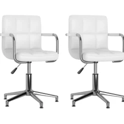 vidaXL Sillas de comedor giratorias 2 unidades cuero sintético Blanco Outlet