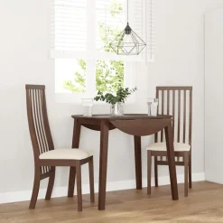 vidaXL Sillas-Sillas de comedor con cojines 2 uds madera maciza marrón caucho