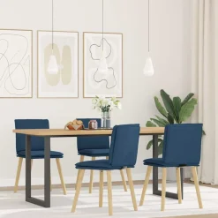 vidaXL Sillas de comedor 4 unidades tela Azul Sale
