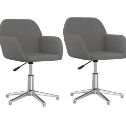 vidaXL Sillas de comedor giratorias 2 unidades tela Gris claro Clearance