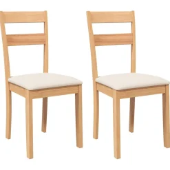 vidaXL Sillas-Sillas de comedor con cojines 2uds madera maciza natural caucho