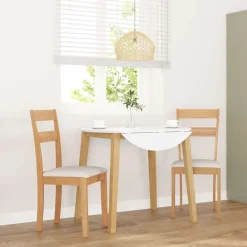 vidaXL Sillas-Sillas de comedor con cojines 2uds madera maciza natural caucho