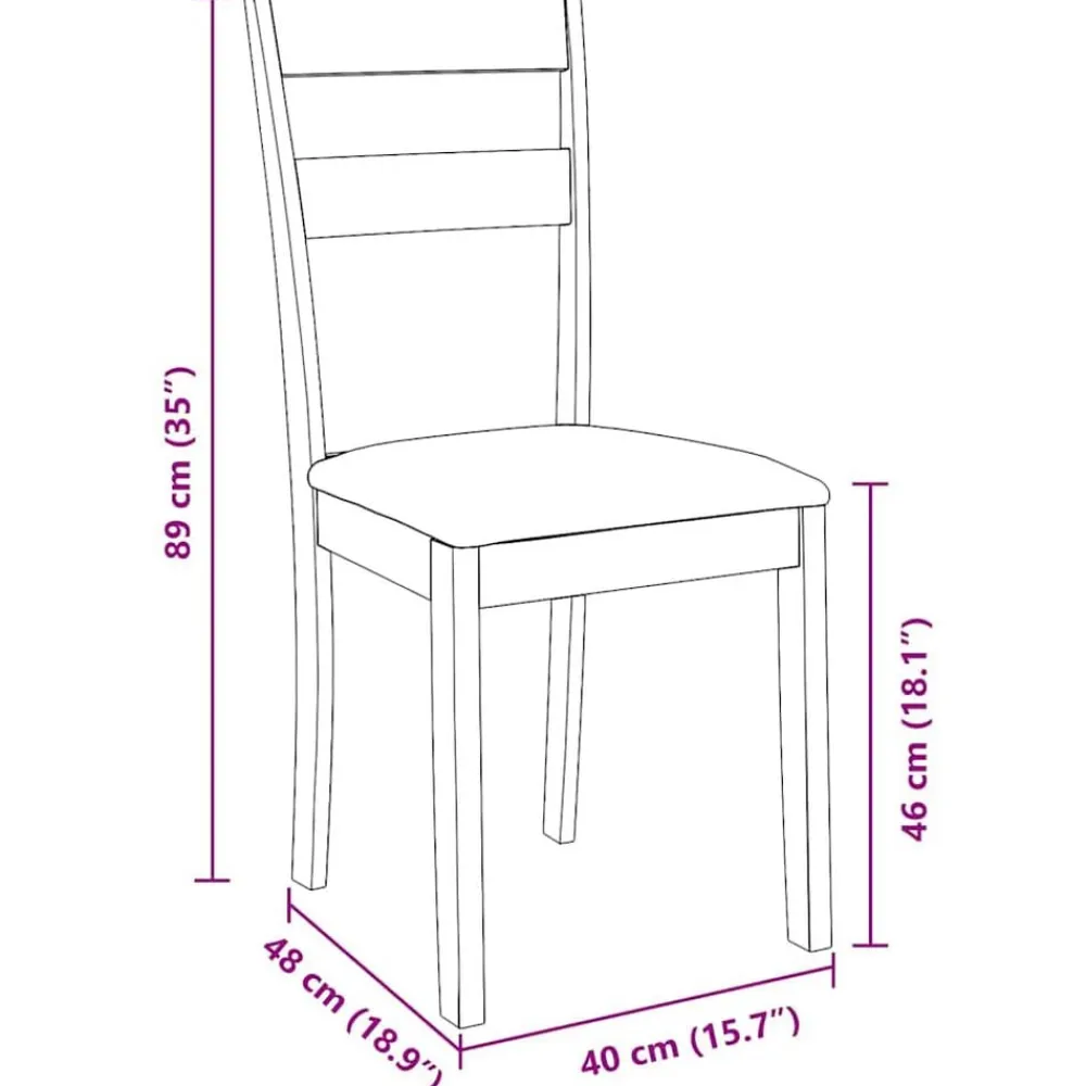 vidaXL Sillas-Sillas de comedor con cojines 2uds madera maciza natural caucho