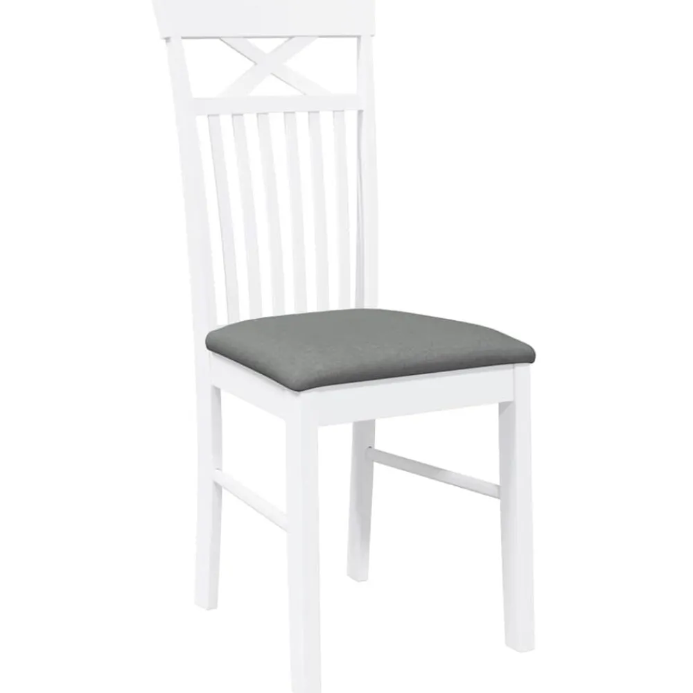 vidaXL Sillas de comedor con cojines 2uds madera maciza blanco caucho Blanco y gris Discount