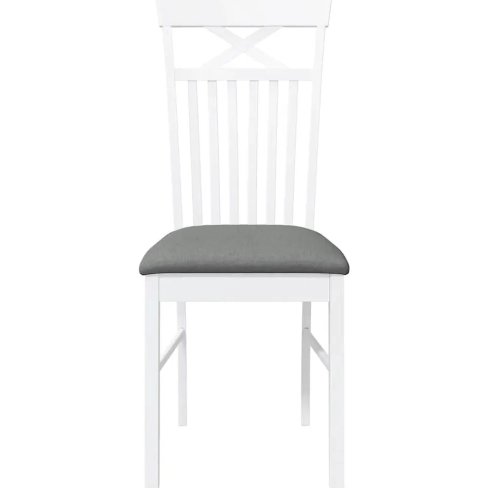 vidaXL Sillas de comedor con cojines 2uds madera maciza blanco caucho Blanco y gris Discount