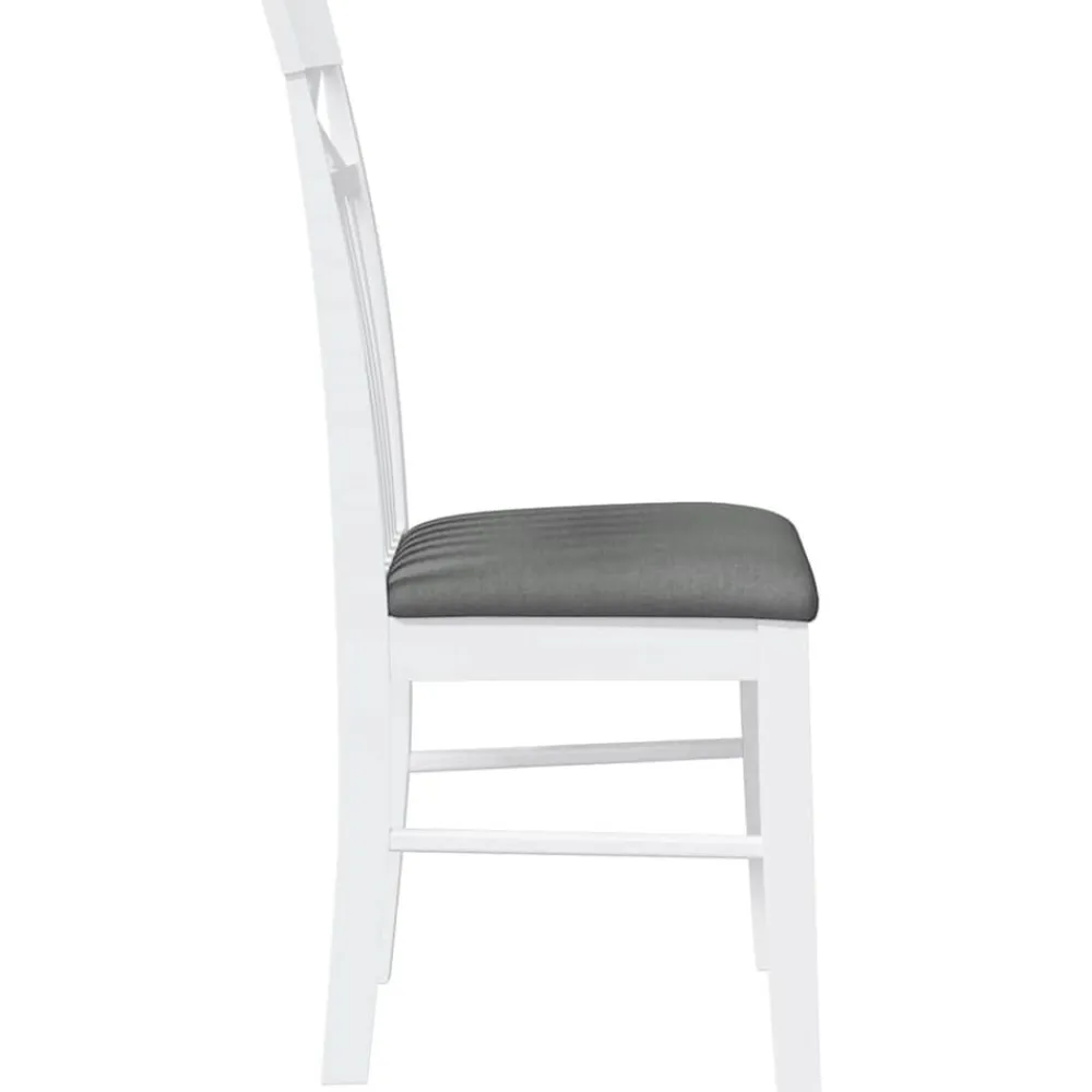 vidaXL Sillas de comedor con cojines 2uds madera maciza blanco caucho Blanco y gris Discount