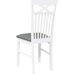 vidaXL Sillas de comedor con cojines 2uds madera maciza blanco caucho Blanco y gris Discount