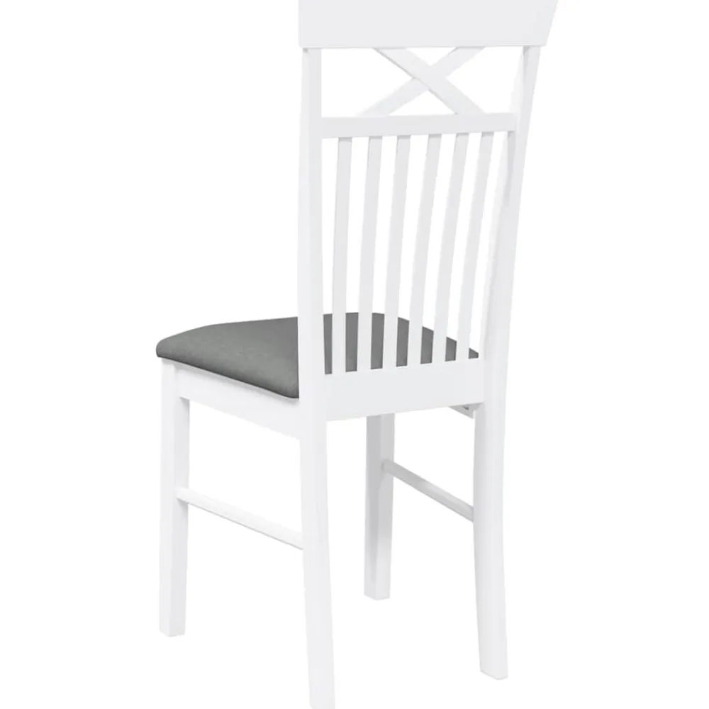 vidaXL Sillas de comedor con cojines 2uds madera maciza blanco caucho Blanco y gris Discount