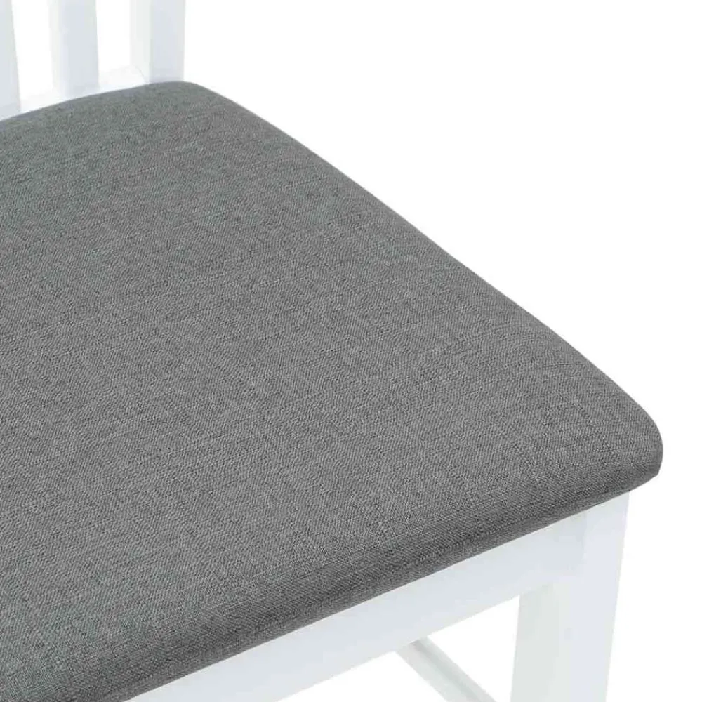 vidaXL Sillas de comedor con cojines 2uds madera maciza blanco caucho Blanco y gris Discount