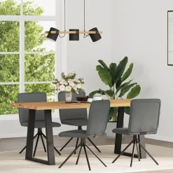 vidaXL Sillas-Sillas de comedor giratorias 4 unidades tela