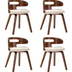 vidaXL Sillas de comedor 4 uds madera curvada y cuero sintético crema crema y marrón oscuro Hot