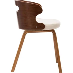 vidaXL Sillas de comedor 4 uds madera curvada y cuero sintético crema crema y marrón oscuro Hot