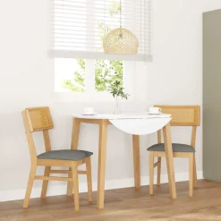 vidaXL Sillas-Sillas de comedor con cojines 2 uds madera maciza caucho