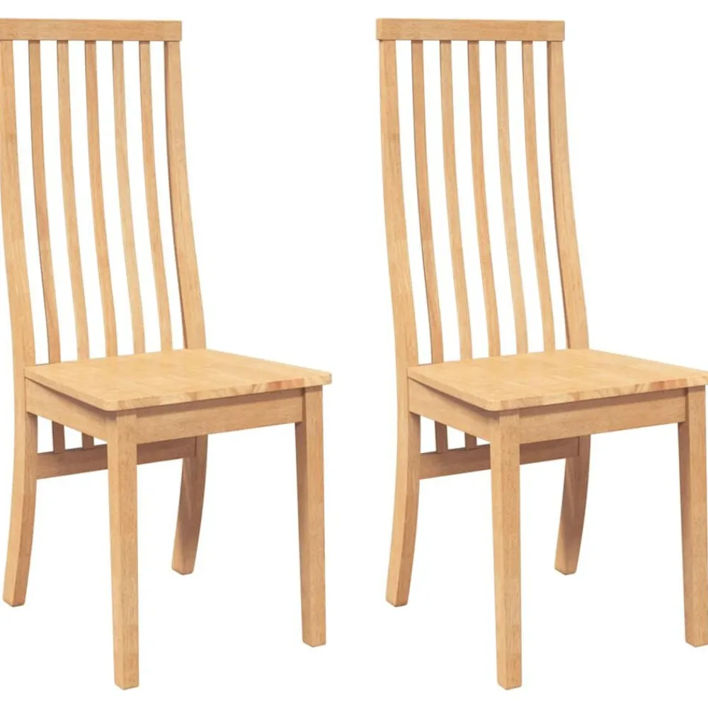 vidaXL Sillas de comedor 2 unidades madera maciza de caucho Natural Sale