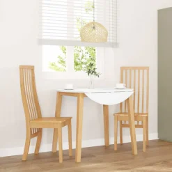 vidaXL Sillas de comedor 2 unidades madera maciza de caucho Natural Sale