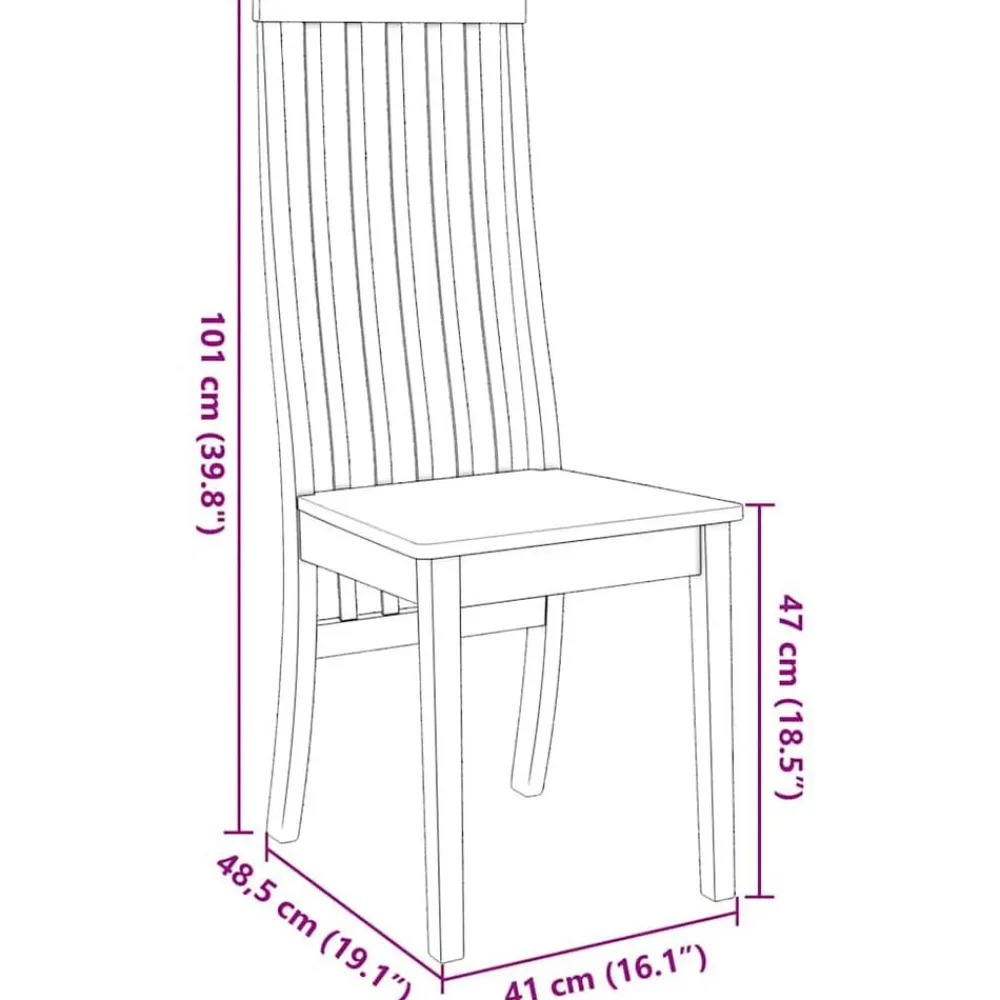 vidaXL Sillas de comedor 2 unidades madera maciza de caucho Natural Sale