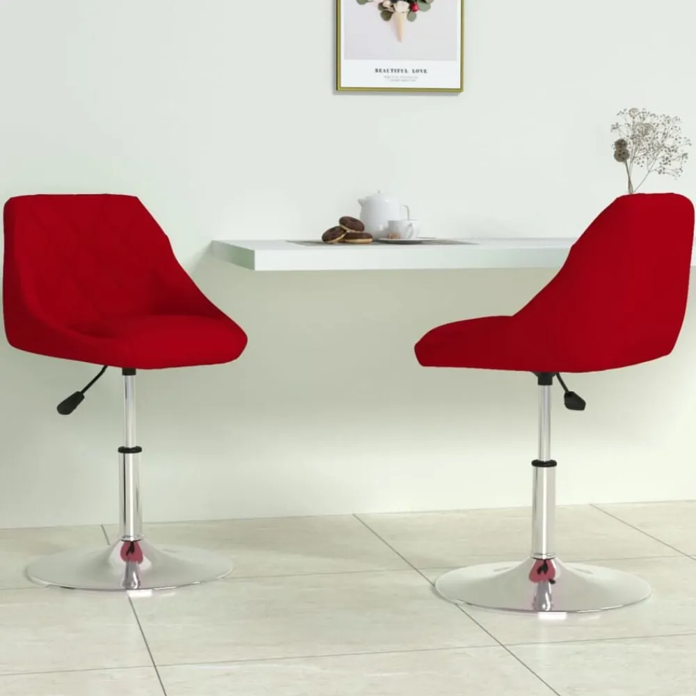 vidaXL Sillas de comedor giratorias 2 unidades terciopelo rojo tinto Rojo vino tinto Online