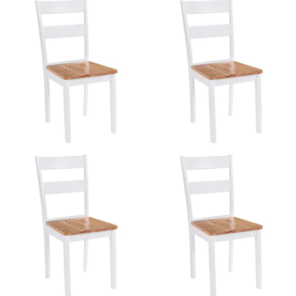 vidaXL Sillas de comedor 4 unidades madera maciza de caucho blanco Hot