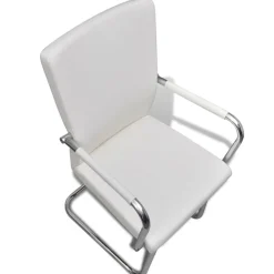 vidaXL Sillas de comedor voladizas 2 unidades cuero sintético Blanco New