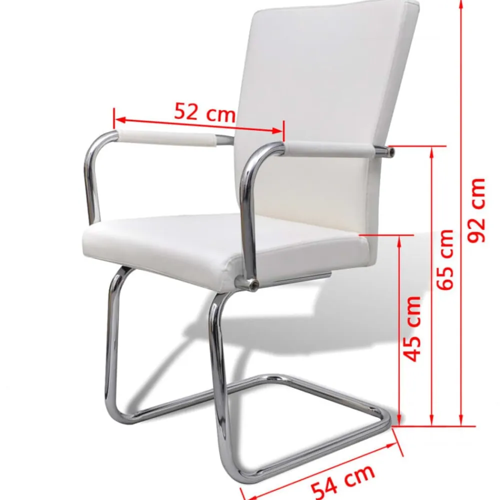 vidaXL Sillas de comedor voladizas 2 unidades cuero sintético Blanco New