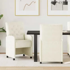 vidaXL Sillas de Comedor con Ruedas 2 pcs 58 x 67 x 97 cm Crema Best